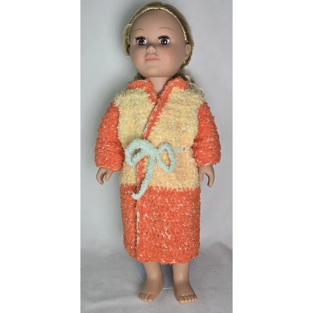 American Girl Doll Crochet Robe 18 In Doll Clothes Yellow/Orange